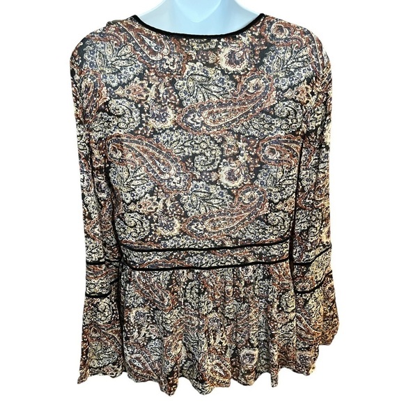 Anthropologie California Moonrise Boho  Paisley Babydoll Bell Sleeve Blouse - Picture 5 of 7